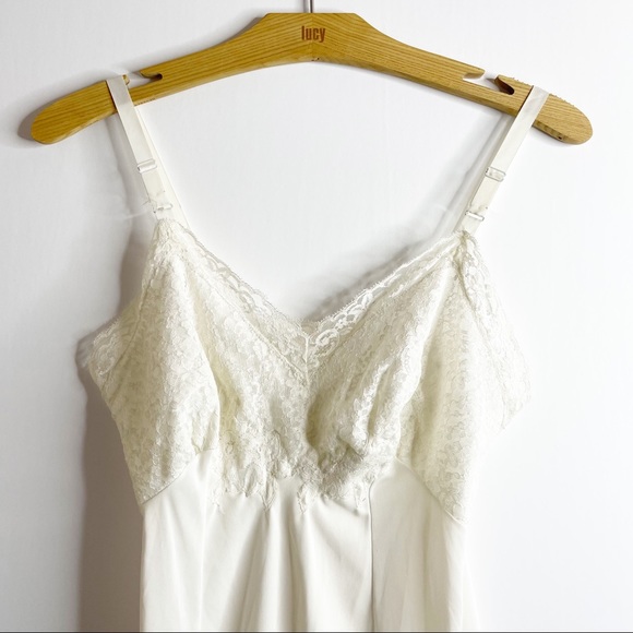 Other - Off White Cami Slip Nightgown Lace Top Trim Small